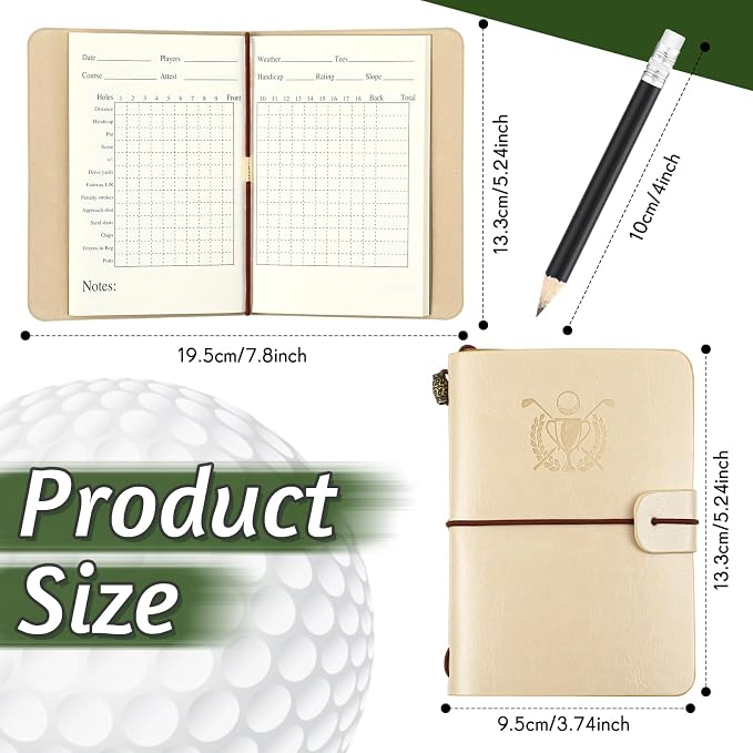 Yexiya Golf Scorecard Book with Pencil, Leather Golf Journal Scorecard Holder Accessories Notebook Log Pocket Score Cart Book Gift for Men Golfers, Sports and Outdoor Club Accessories