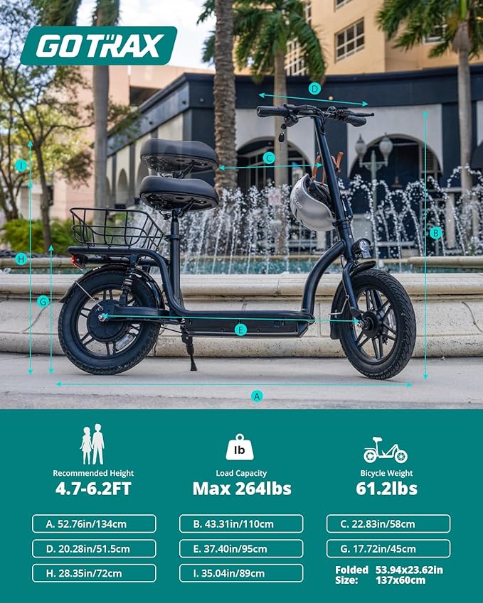 Gotrax Adult Electric Scooter with Seat, Max 19-25miles Range, 15.5-20mph Power by 350W-500W Motor, All-Terrain Tire & Wider Deck & Soft Cushioning Seat with Carry Basket