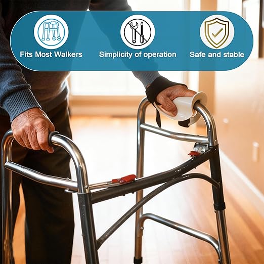 Right Hand Walker Splint with Two Securing Straps, Cushioned Walker Padding for Comfortable Grip, Hand Brace Splint for Seniors, Rehab and Elderly Rollator and Limited Hand Mobility Users