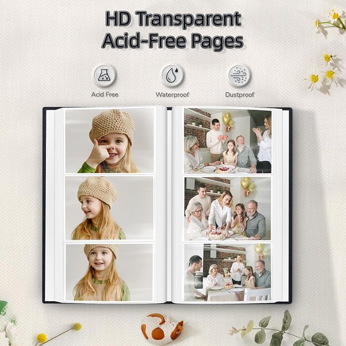 Popotop Photo Album 4x6-300 Photos Linen Cover Photo Books with 300 Horizontal Pockets,Slip-in Picture Albums for Family Wedding Anniversary Baby Vacation Pictures