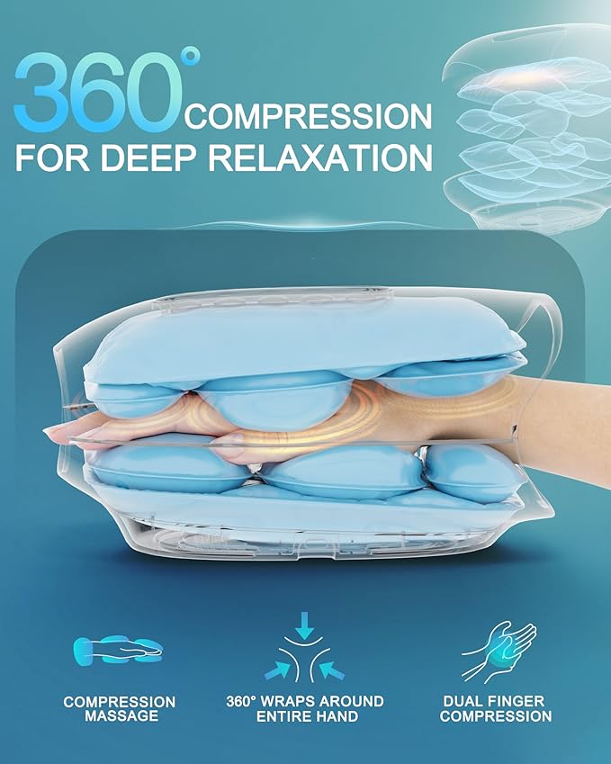 HANMAX Hand Massager with Heat and Compression - for Arthritis & Carpal Tunnel, Portable Gift for Women/Men