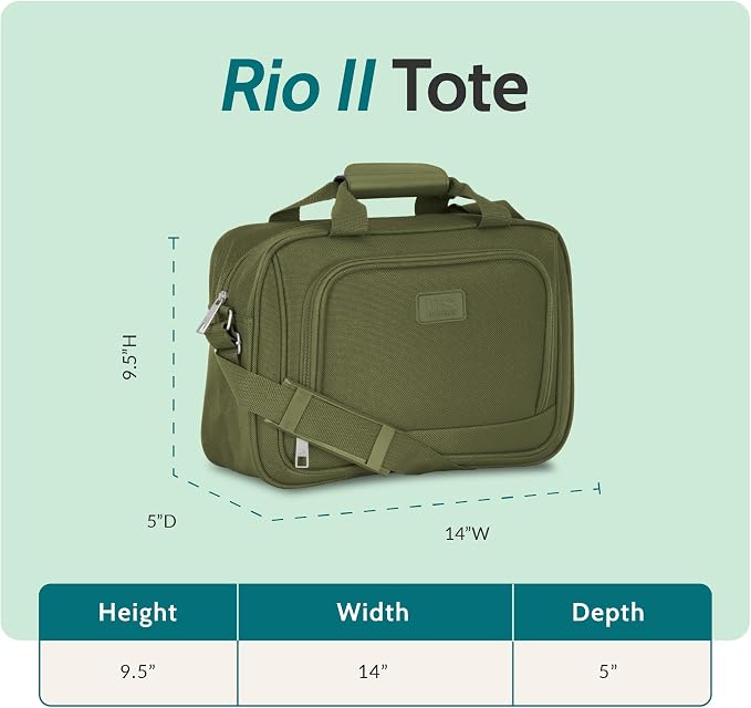 U.S. Traveler Rio 14" Travel Tote Bag, Lightweight 1200D Carry-On Bag for Women & Men