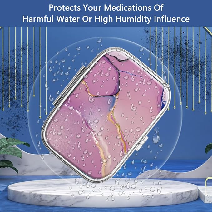Pill Box 2 Compartment Small Pill Case,Portable for Pocket or Purse Pill Organizer Pill Container Holder to Hold Vitamins, Medication, Fish Oil and Supplements（36-Color Gradient