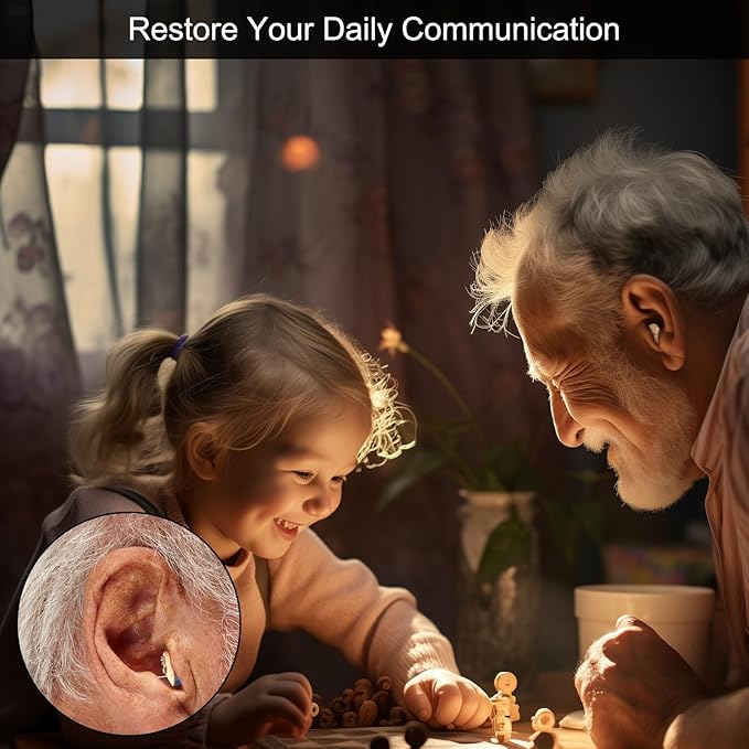 Hearing Aids for Seniors Rechargeable Not Amplifier, OTC In-the-Ear Hearing Aid, Hearing Aides for Adults Men Women Elderly Hearing Loss, Invisible Hearing Ear Buds Earbuds