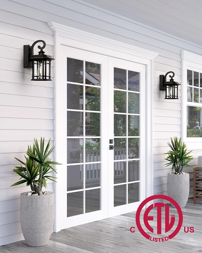 VIANIS Oil Rubbed Bronze Outdoor Light Fixture, Dusk to Dawn Outdoor Lights for House, Waterproof Porch Lights, Outside Wall Lights for House, Garden, Garage, Entryway, Anti-Rust