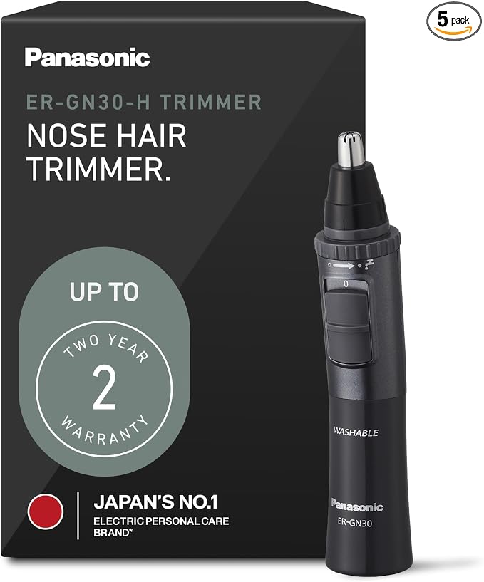 Panasonic Men’s Ear and Nose Hair Trimmer,Wet Dry Hypoallergenic Dual Edge Blade - ER-GN30-H,(Pack of 5)