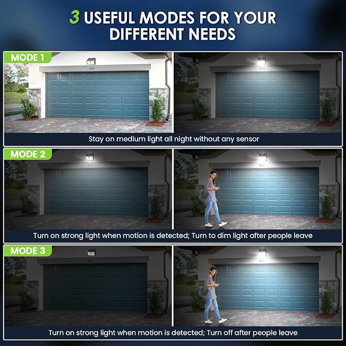 CLAONER Solar Lights Outdoor [𝟒 𝐏𝐚𝐜𝐤/126 LED], Wireless Motion Sensor Lights, IP65 Waterproof Security Lights 3 Modes, 270° Lighting Angle, Ultra-Bright Wall Lights for Deck Patio Fence Garage