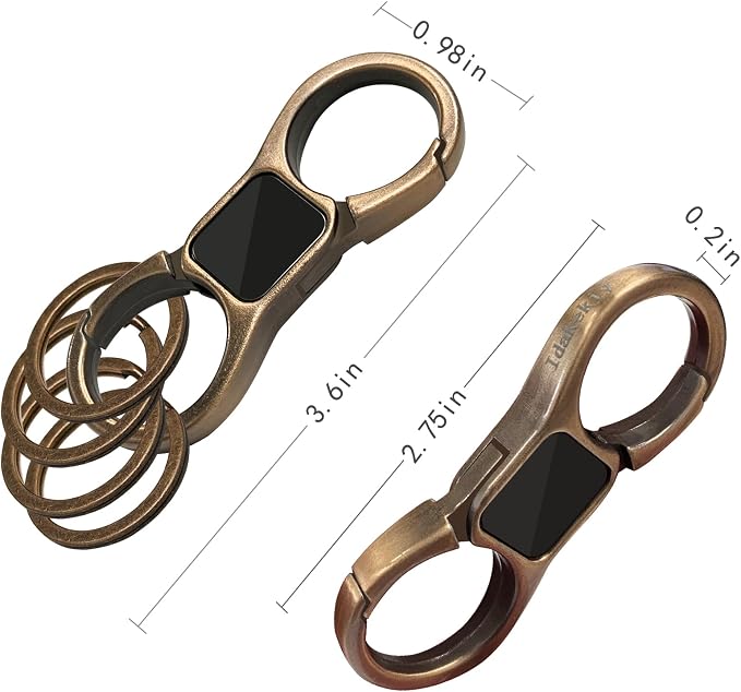 Idakekiy Key Chain Quick Release Spring with 4 Key Rings Heavy Duty Car Keychain Organizer for Men and Women
