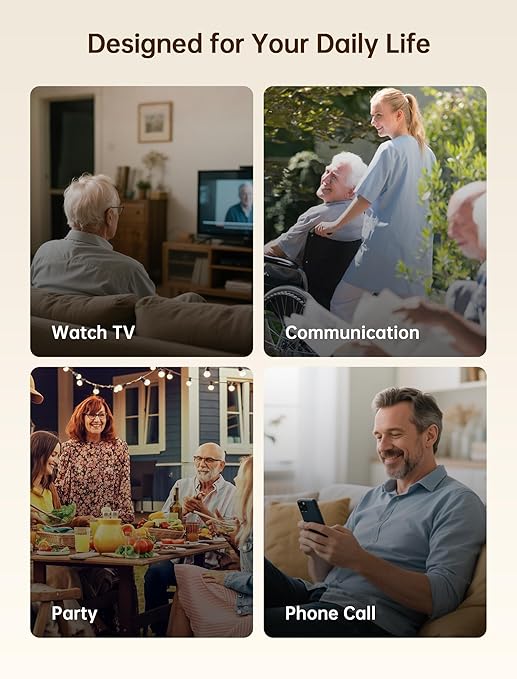 OTC Hearing Aids for Seniors, Nearly Invisible Rechargeable Hearing Aids, 100+ Hours of Charging Case Usage, Super-Mini Invisible Design, Comfort Fit in Ear Canal, AI Noise Cancellation and Clear Sound, Suitable for Various Daily Scenarios