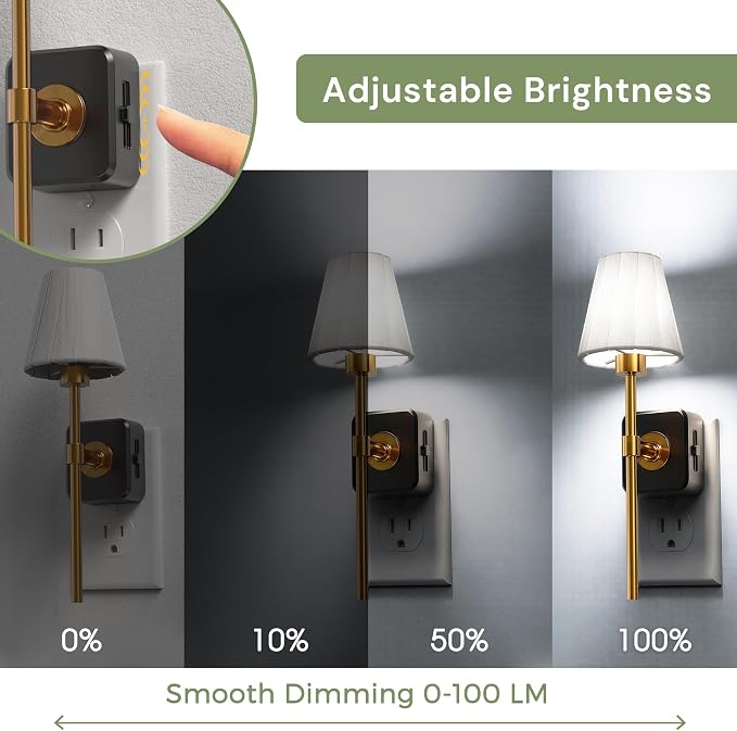 L LOHAS LED Night Lights Plug into Wall, Pleated Fabric Cover Night Light | White Fabric,5000K Daylight with 0-100LM Dimmable,Dusk to Dawn Sensor Vintage Nightlight for Bedroom Living Room