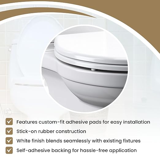 Gadgetime USA Toilet Seat Bumper Kit - Toilet Seat Risers & Toilet Cover Bumpers with Rubber Adhesive Pads - Bidet Compatible Toilet Seat Accessories for Cushioning & Protection - Pack of 4
