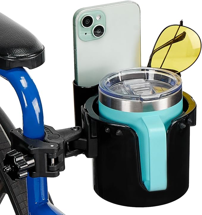 JOYTUTUS Wheelchair Cup Holder, 2-in-1 Walker Cup Holder with 4.72'' Small Storage Box, Drink Holder for Bottle with Handle, Fit for Wheelchair, Walker, Rollator, Stroller, Camper, Golf cart (Small)