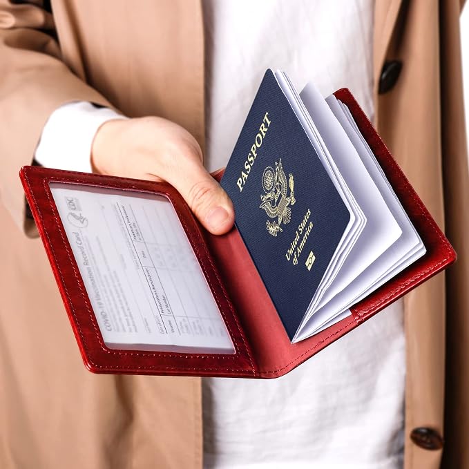 TIGARI Passport Holder for Travel Women Men, Valentines Day Gifts PU Leather Wallet Cover Case Sleeve, Waterproof Protected Document Organizer, Vacation Plane Cruise Travel Essentials