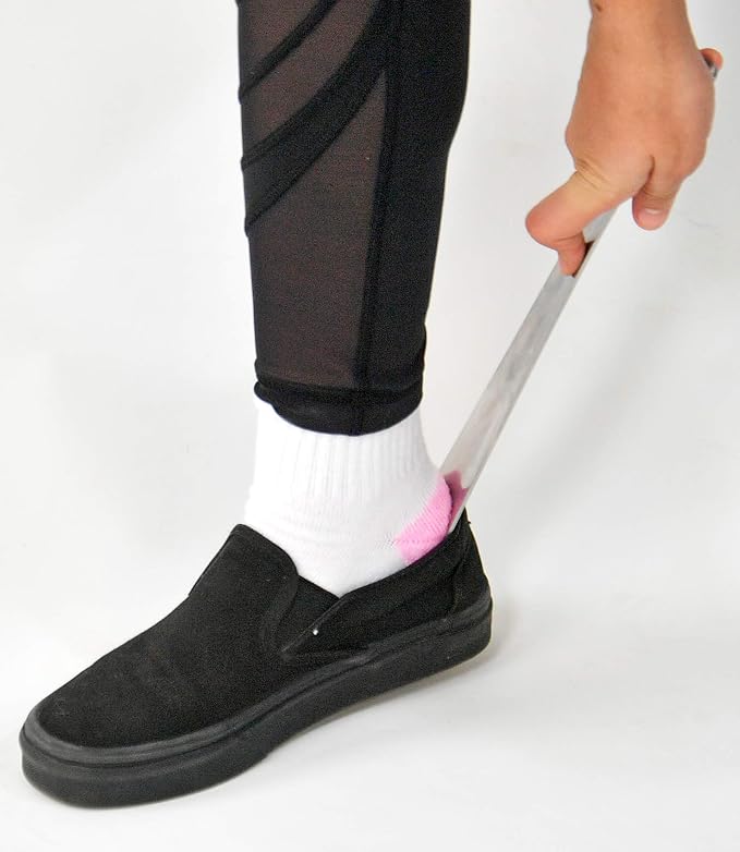 Home-X Stainless-Steel Shoehorn, Boot Jack, Shoe Helper for Seniors, Men, Women, and Kids, Shoe Slip-On Tool, Shoe Gadgets, 11 ¾” L x 1 ¾” W x ½” H, Stainless-Steel