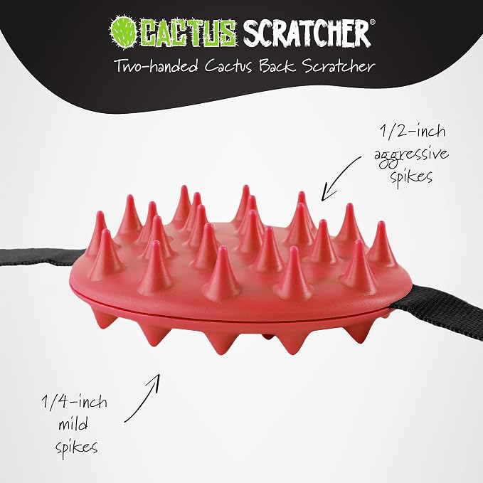 2-Hand Mini Back Scratcher - 2-Sided Back Scratching Tool for Hard-to-Reach Area, Durable 45" Strap with Ball Handles for Towel Like Operation, Universal Gifts for Men and Women, Red