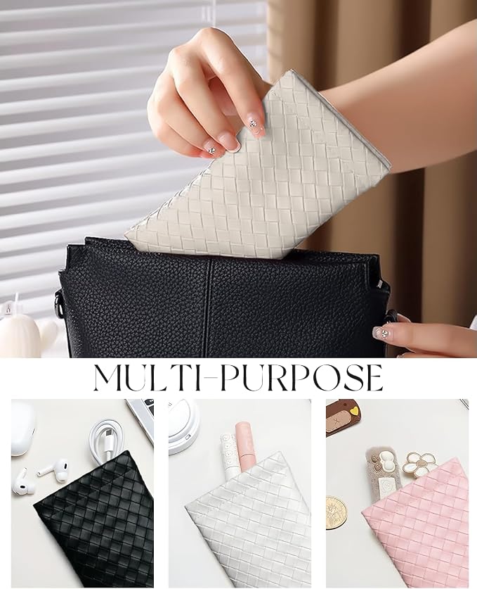 4 Pcs Squeeze Top Sunglass Case with Cleaning Cloth, Soft Leather Eyeglass Case Portable Sunglasses Pouch