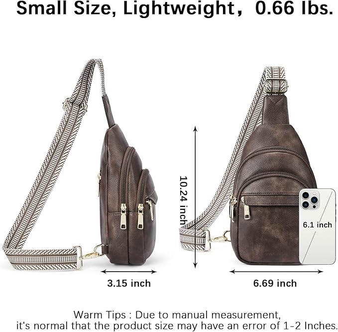 BOSTANTEN Sling Bag for Women Leather Crossbody Bags Fanny Pack Chest Bag for Travel | Adjustable Wide Strap, Small, Anti Theft, Lightweight, Multi Pockets and Carrying Way, Card Slot, Cute Trendy for Everyday