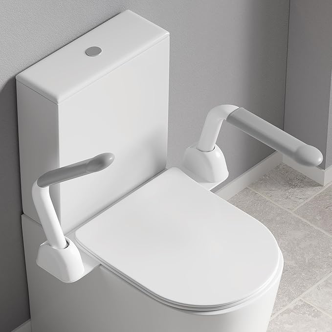Toilet Safety Rails for Seniors, Super Heavy Duty Handicap Toilet Rails with Foldable Handles, Toilet Safety Frame Rails with Arms for Disabled Pregnant, Toilet Assistance for Elderly