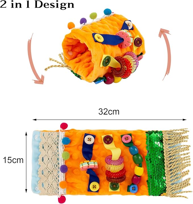 Fidget Blanket for Adult with Dementia,Dementia Products for Elderly,Alzheimers Dementia Activities for Seniors,Fidget Wrist Cuff Sensory Bracelet for Seniors,Dementia Gifts