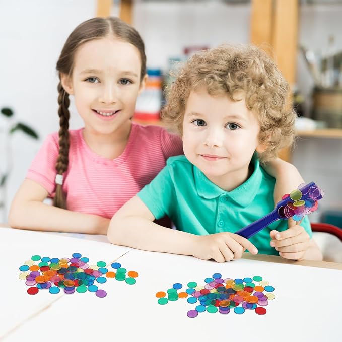 SAYAYA 8 PCS Magnetic Bingo Wand and Chips 7.87 inches Multi Colors Magnetic Wand with 400 PCS Bingo Chips for Counting Science Learning Family Game Night Activities