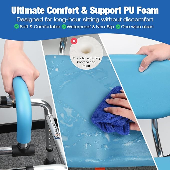 Sliding Shower Chair Tub Transfer Bench with Swivel Seat, 450lbs Shower Chair for Elderly and Disabled, Adjustable Height and Arms Width Bath Transfer Benches for Bathtub
