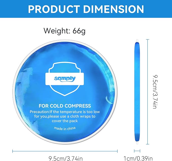 samply Small Gel Ice Packs for Boo Boos, Cold Packs for Injuries Reusable Pain Relief, Headaches and Toothaches,Eyes, Face, 4 Pack Mini Round Ice Packs with 2 Covers for Cold Compress, Dark Blue