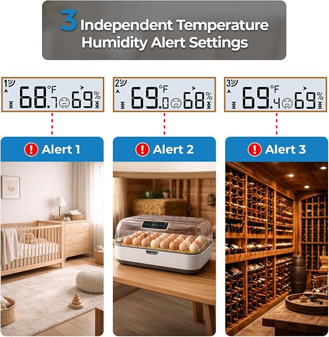 Indoor Outdoor Thermometer Wireless, 4.5 Inch Display Digital Hygrometer Thermometer Temperature Humidity Monitor with 330ft Range Sensor and Adjustable Backlight
