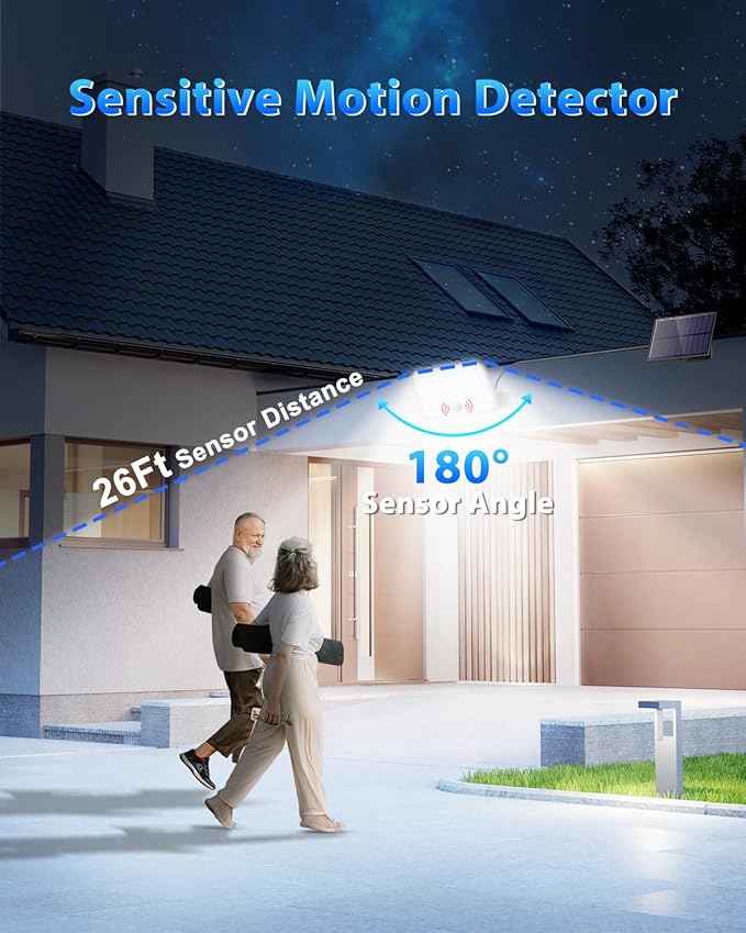 Gusicil Solar Lights for Outside, Motion Sensor Outdoor Lights, 4 Pack | 3 Modes Split Motion Sensor, Remote Control, Waterproof IP65, For Yard, Patio, Garden, Garage