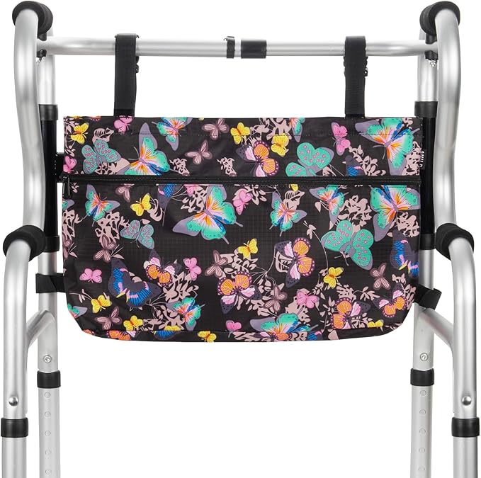 ANILD Walker Bag Basket with Cup Holder, Foldable Walker Bag for Folding Walker Accessories for Seniors Elderly, Walker Storage Bag with Large Capacity