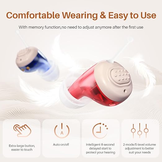 Hearing Aids for Seniors, Rechargeable OTC Hearing Aids for Adults with Charging Case, 80-Hour Battery Life, Super-Mini Invisible Design, Advanced Noise Reduction Technology (Silver Grey)