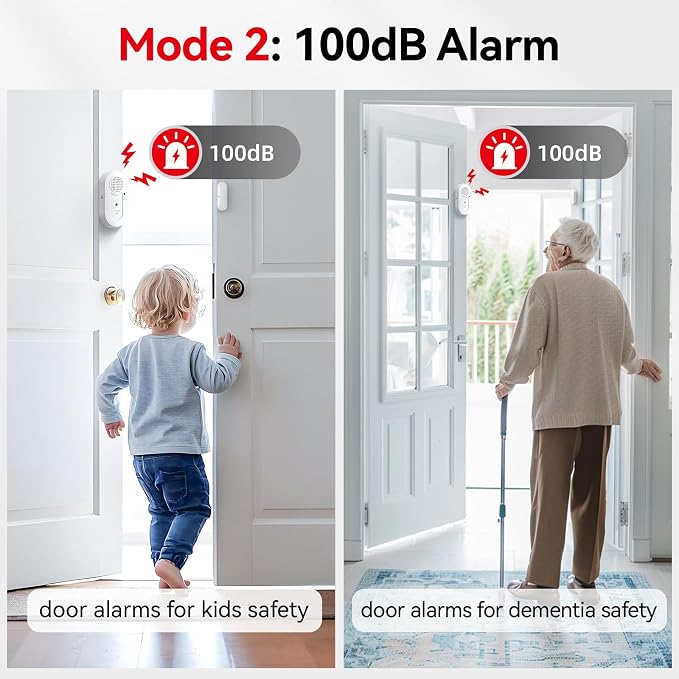 Sanjie Door Alarms When Opened,Door Window Alarm Sensors for Kids Safety/Home Security/Pool/Garage/Dementia/Toddler/Travel Security,Easy to Install,Volume Control/Loud Alert,Long Battery Life,8 Pack