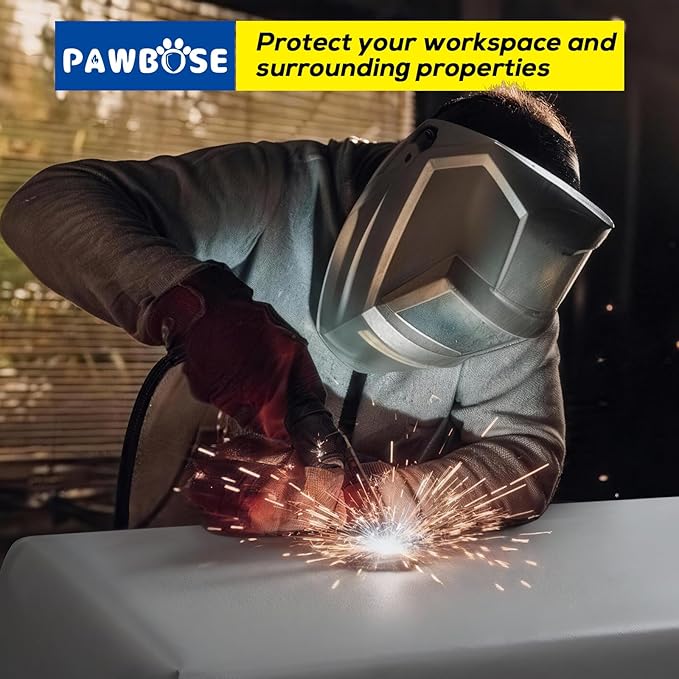 PAWBOSE 12x16ft Welding Blanket, Silicone Coated Fiberglass Fire Blanket for Welding & Cutting - Heavy Duty Fireproof Protection with Storage/Carry Bag for Indoor & Outdoor Use