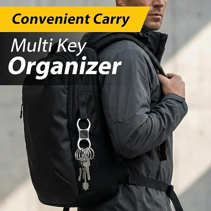 DAYGOS Key Chain, Quick Release Car Keychain with 8 Key Rings for Men | Heavy Duty, Easy Detachable Keychains Organizer, Portable Multi Key Ring Clip with Spring Hooks