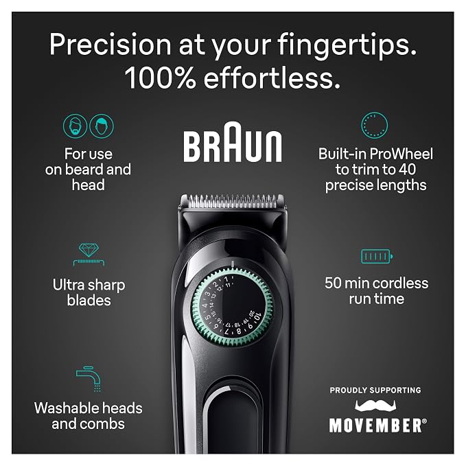 Braun All-in-One Style Kit Series 3 3460, 6-in-1 Trimmer for Men with Beard Trimmer, Ear & Nose Trimmer, Hair Clippers & More, Ultra-Sharp Blade, 40 Length Settings, Washable