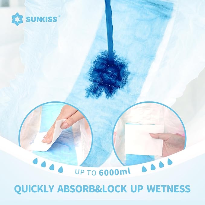 SUNKISS Masterpiece Adult Diapers with Tabs, Unisex Disposable Incontinence Briefs for Women and Men, Odor Control, Blue, L/XL, 10 Count (Pack of 2)