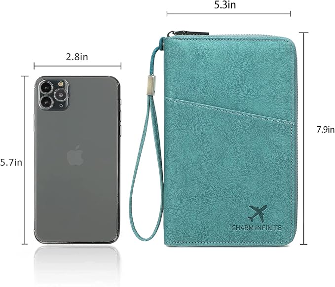 Family Passport Holder for Travel Women and Men RFID Blocking Passport Holder with Zipper Multi-functional Passport Wallet Passport Case Passport cover Travel Essentials