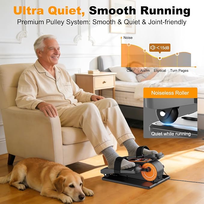 TDH Under Desk Elliptical Machine,Electric Leg Exerciser as Seen on Tv for Senior Adult,Portable Quiet Pedal Exerciser While Sitting with 12 Adjustable Speed Auto&HR Mode for Home Office