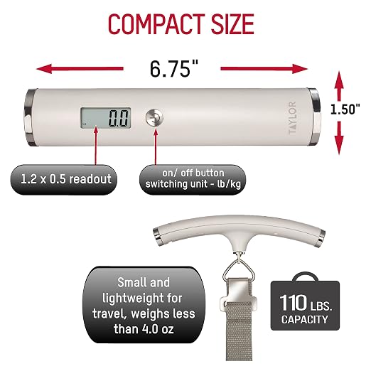Taylor Ultra Light Digital Luggage Scale, White, Universal