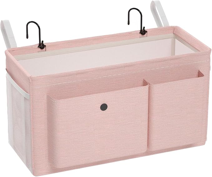 Bedside Caddy Bedside Storage Hanging Organizer for Bunk Dorm Bed Rail | Bed Caddy with Hooks, Top Bunks and Dorm Essentials for Water, Tissues, Tablets, Books, Phones, Remotes and Other Necessories