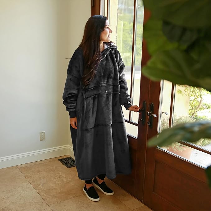 Catalonia Oversized Blanket Hoodie Sweatshirt, Wearable Sherpa Lounging Pullover for Adults Women Men