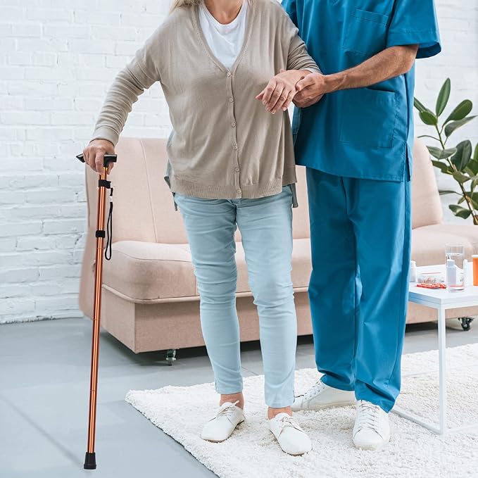 supregear Folding Cane, 5-Level Adjustable Height Walking Stick Lightweight Collapsible Portable Travel Cane with Wrist Strap and T Handle for Elderly Disabled Men Women