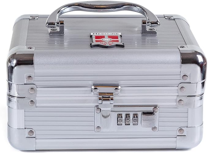 MEDICINE RX SAFE Medication Carrying Case - Small/Silver