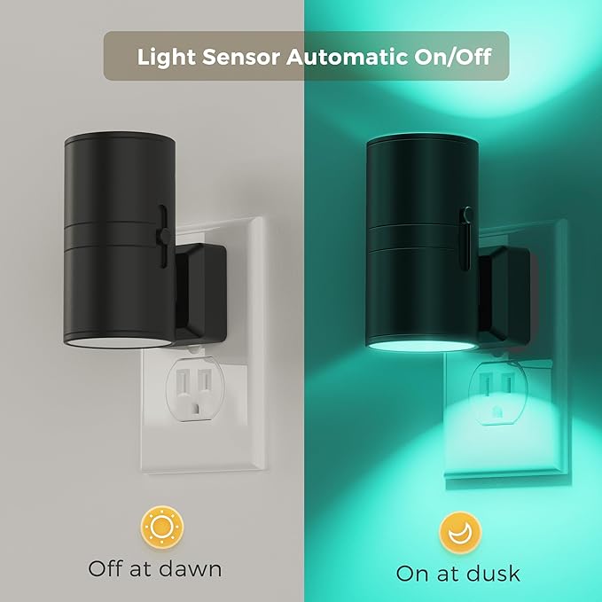 L LOHAS LED Night Light with Remote, 2Pack, Night Lights Plug into Wall, RGB Color Changing Nightlight with Light Sensor, Nightlights for Kids Gifts Halloween Christmas Party Hallway Bedroom Kids Room
