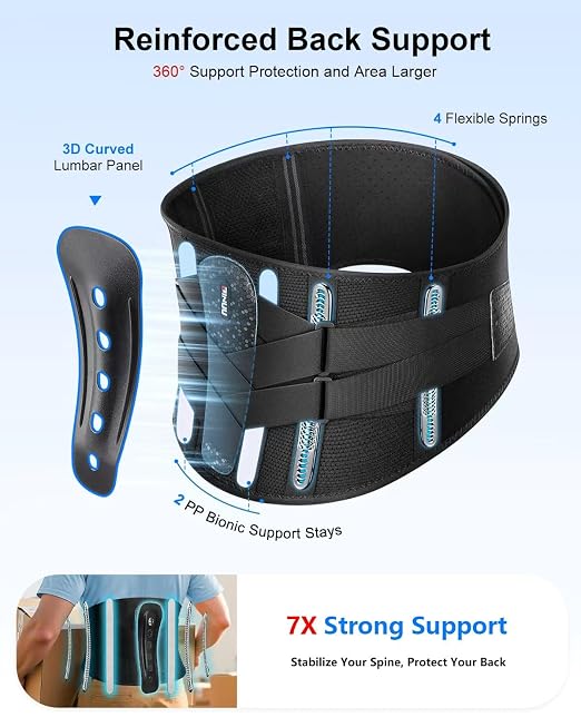 Dual X-Back Brace for Lower Back Pain Relief with Bionic Support System, 8X Powerful Lumbar Support Belt for Men Women, Back Support Belt with 3D Pad, Breathable Back Support Brace with Adjustable Strap for Sciatica,Black,3X-Large(Waist:55.1-61 Inch)