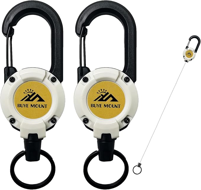 Yojaro Retractable Keychain Heavy Duty 2Pack, Multitool Carabiner Badge Holder, Retractable Keychain Clip Id Holder, Upgraded 58cm Stainless Steel Cord White