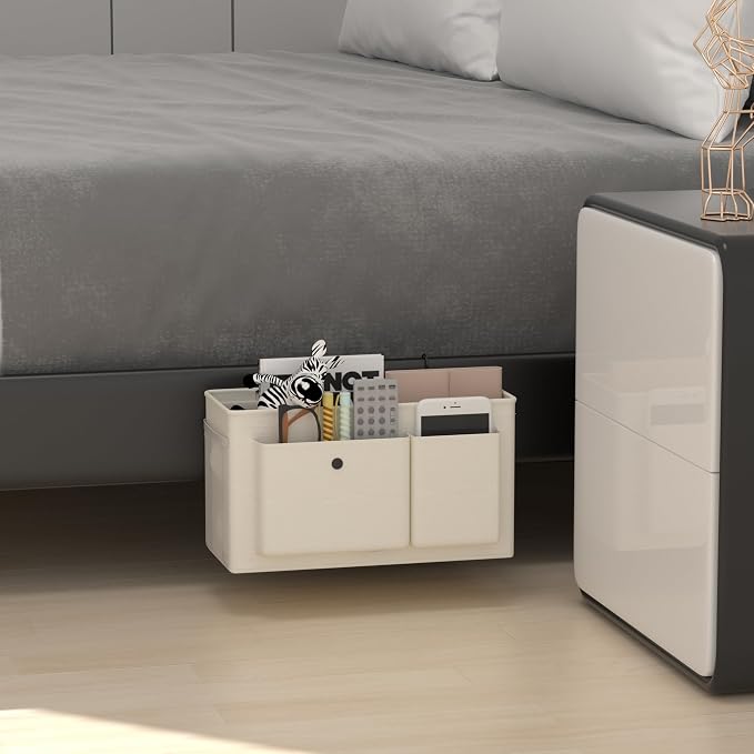 Bedside Caddy Bedside Storage Hanging Organizer for Bunk Dorm Bed Rail | Bed Caddy with Hooks, Top Bunks and Dorm Essentials for Water, Tissues, Tablets, Books, Phones, Remotes and Other Necessories