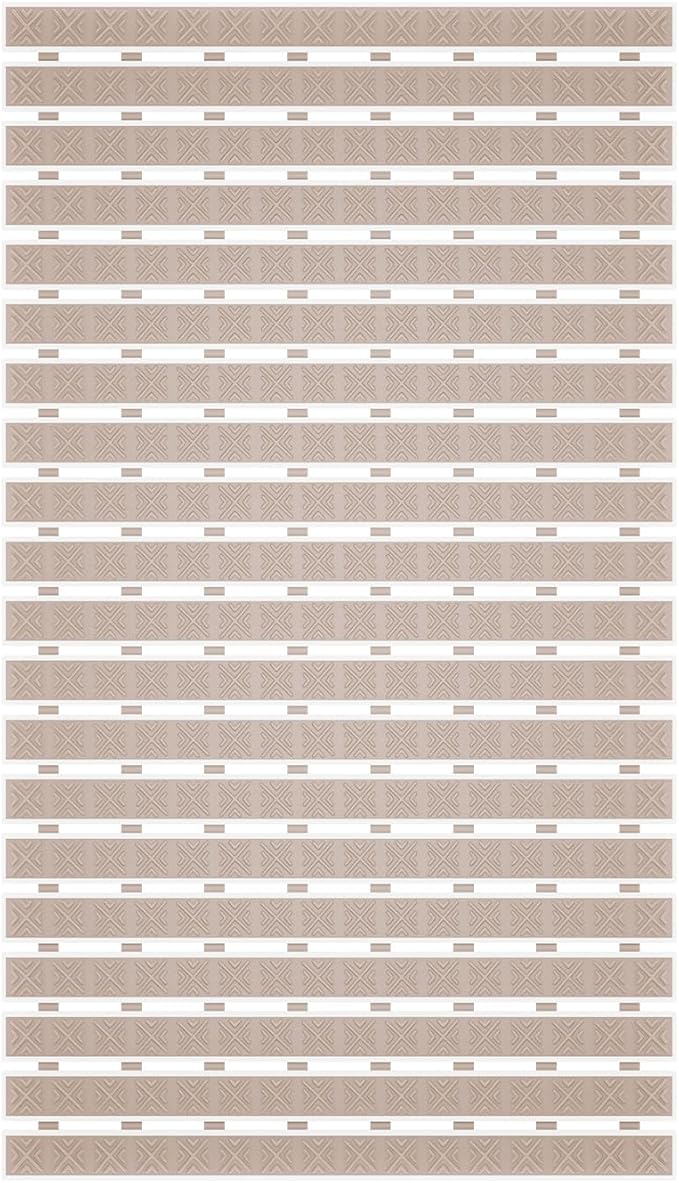 Non Slip Rubber Bathtub & Shower Mat - Fast Drain & Upright Drying Design, Strong Suction Cups, Structured Textured Surface, Low-Maintenance Bathroom Safety Mat, 27 x 16 Inch, Beige, Matace