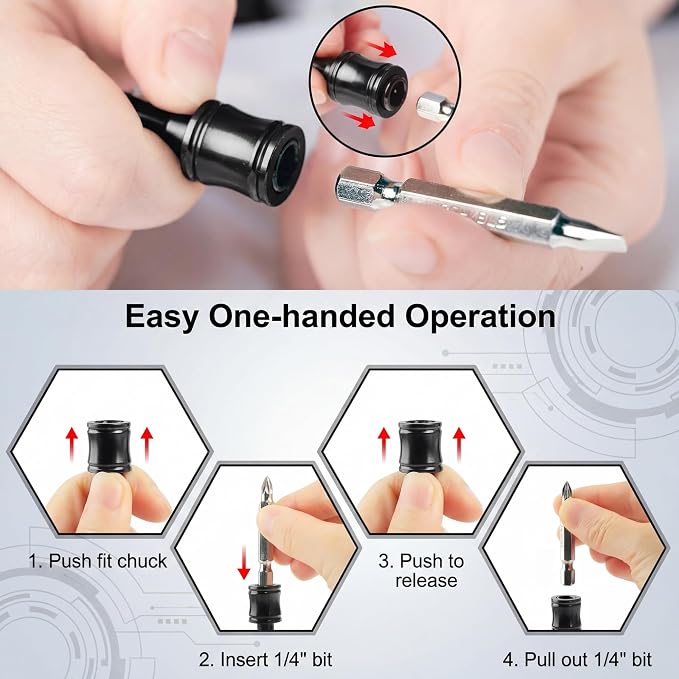 18PCS 1/4'' Bit Holders Keychain Aluminum Screwdriver Hex Shank Drill Bit Holder Key Chain, Portable,Tool Gifts