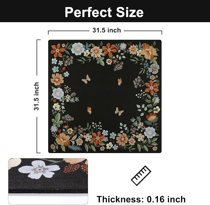 OJIA Floral Stair Treads Non-Slip Landing Mat for Wooden Steps 31"x31" | Square Carpet Stair Treads Rubber Backing Stair Runner Anti-Slip Stair Matching Mat Stair Rugs Carpet for Stairs