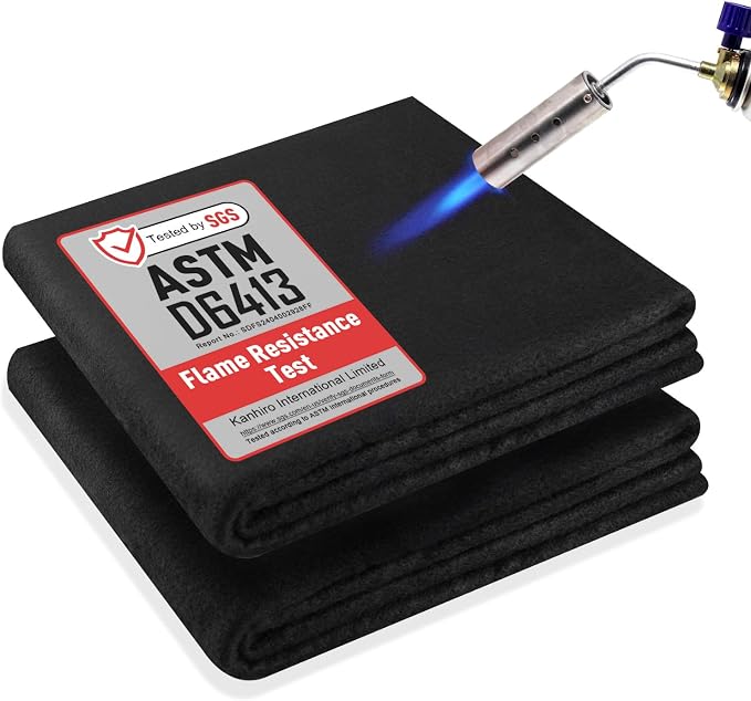 kanhiro Carbon Felt Welding Blanket Fireproof - 2 Packs 20" x 36" Heat Resistant Fabric 1800°F High Temp Insulation Pad, Flame Retardant Protective Mat for Soldering Welding Brazing Plumbing